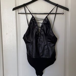 Black lace up bodysuit
